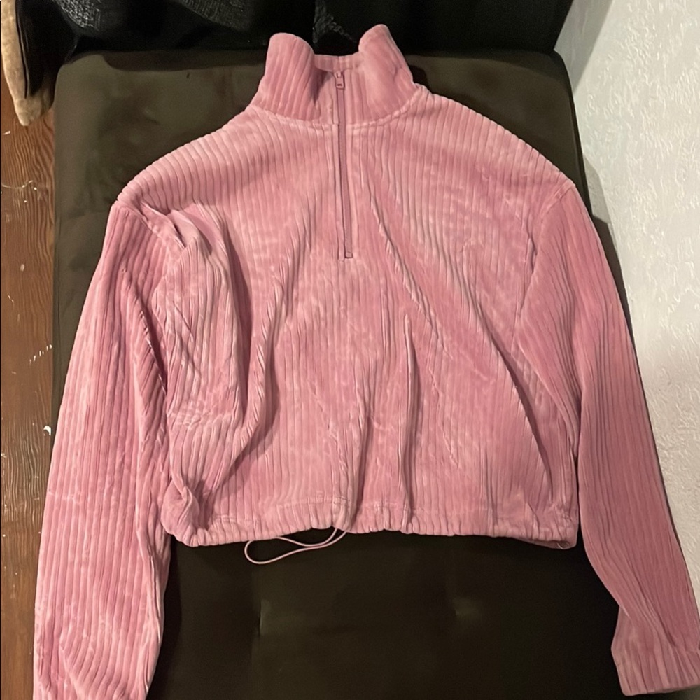 Pink Women's Ribbed Pullover Top